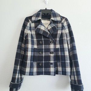 Wool Exterior Plaid Peacoat